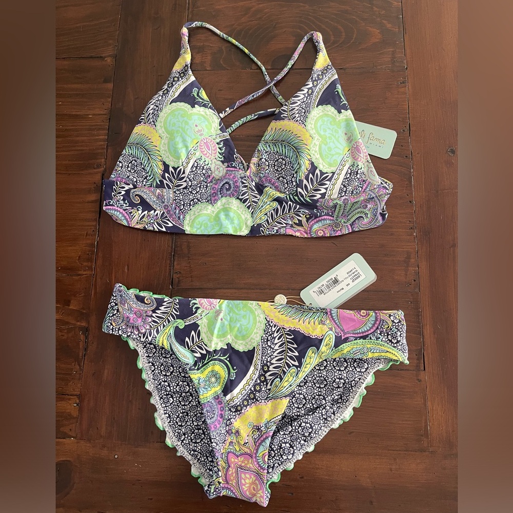 NWT Luli Fama Reversible Two Piece Bikini set- Dynasty Marino